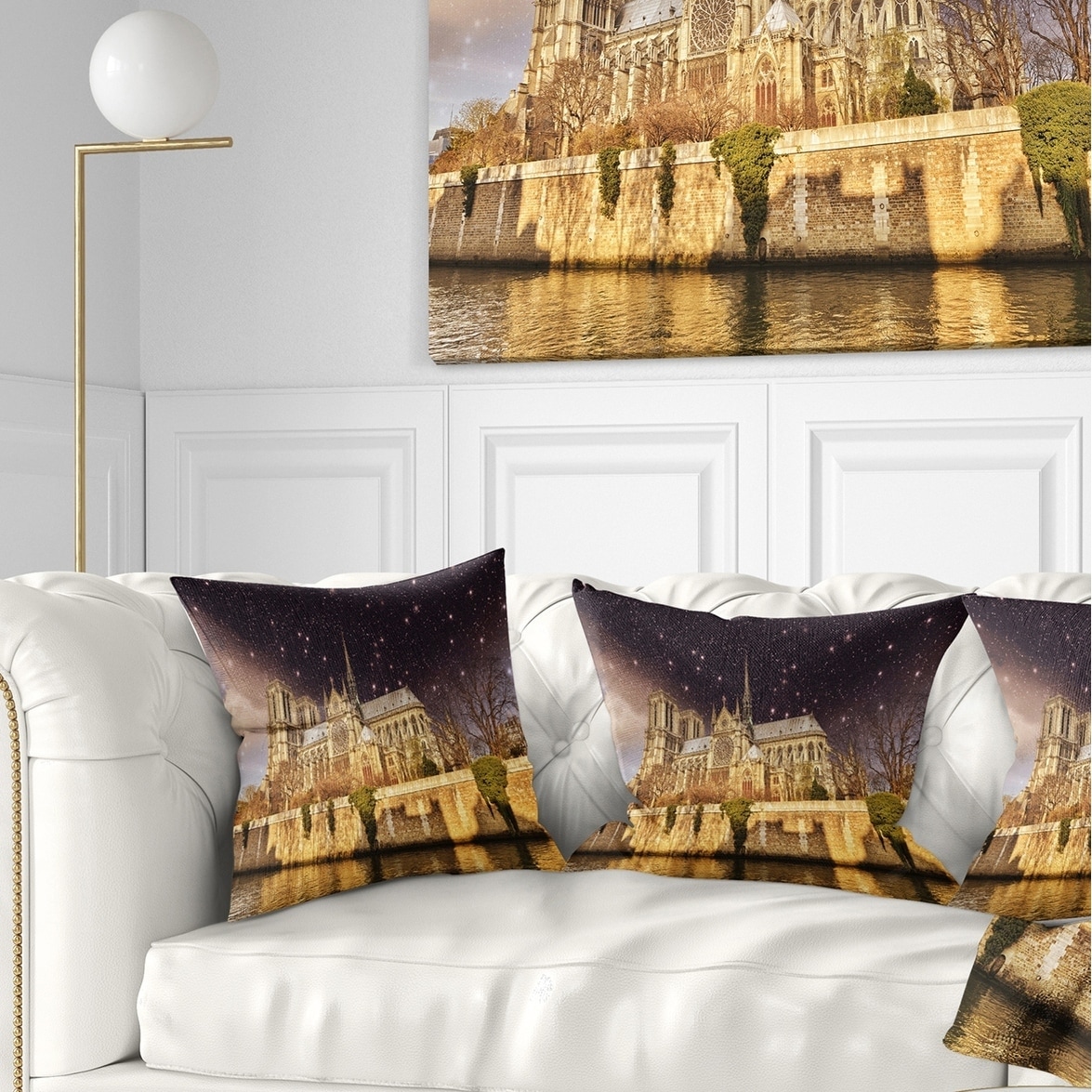 Designart London Dark Silhouette - Cityscape Painting Throw Pillow - 18x18