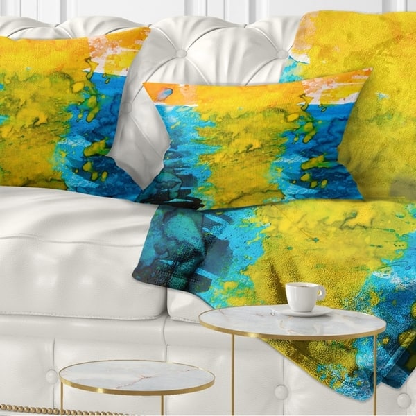 New Upholstered Throw Pillows Set of 2 18x18 Yellow Grey Blue