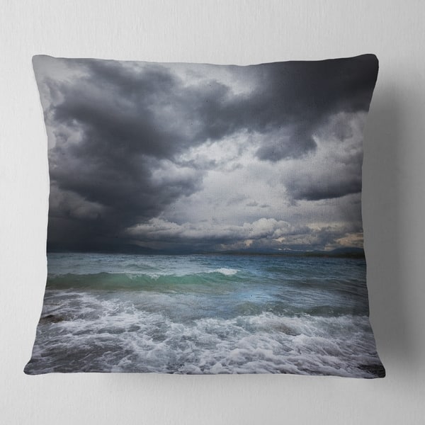 Designart Troubled Sea Under Stormy Sky Beach Photo Throw Pillow On Sale Overstock 20949078
