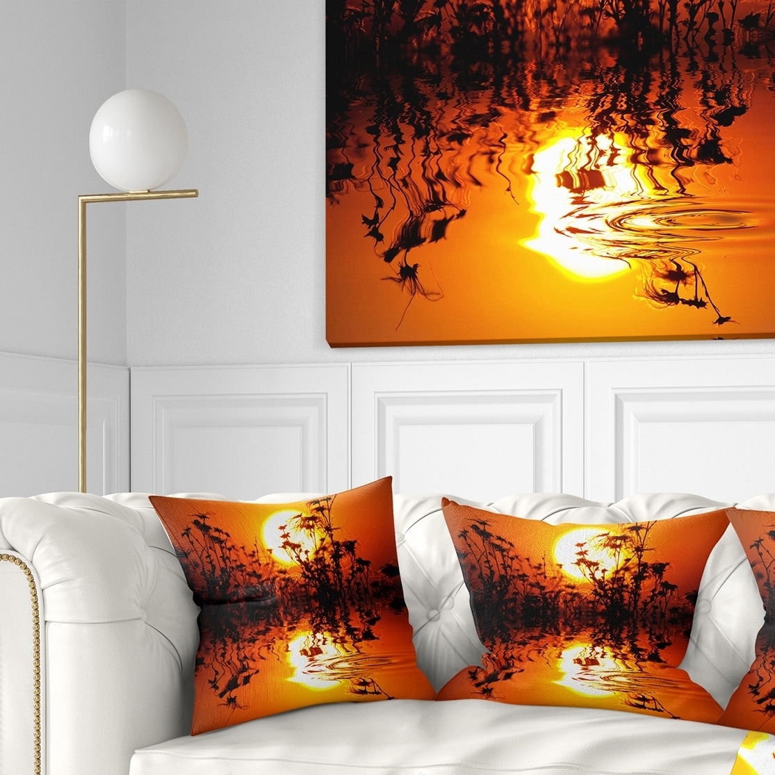 Designart 'Flowers Silhouette View At Sunset' Landscape