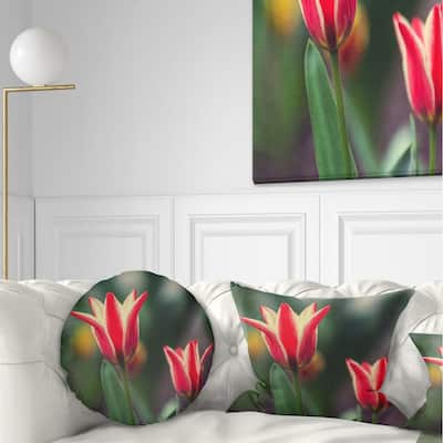 Designart 'Large Tulips on Green Background' Flower Throw Pillow