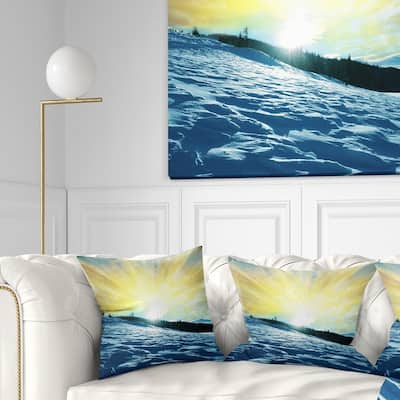 Designart 'Winter with Blue Waters At Sunset' Seashore Throw Pillow