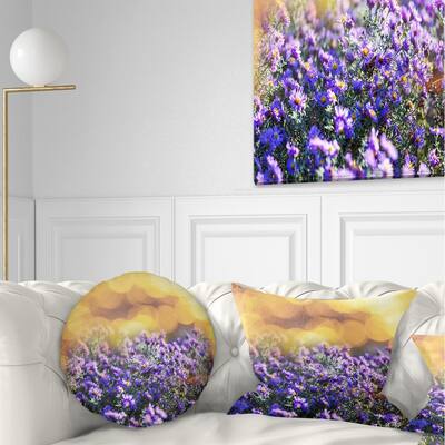Designart 'Purple Flowers on Brown Background' Flower Throw Pillow