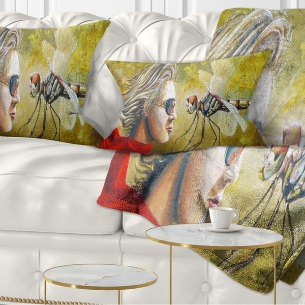 Designart 'Human and Dragon Fly' Abstract Throw Pillow