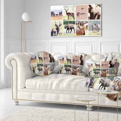 Designart 'Rich African Wildlife Collage' Animal Throw Pillow