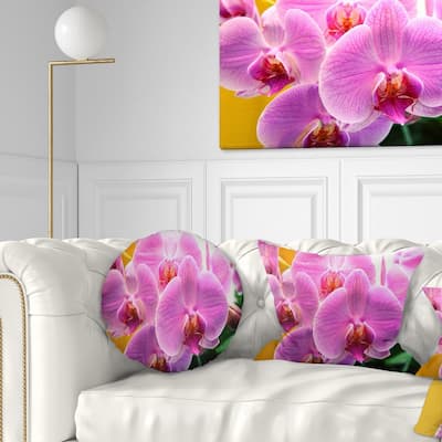 Designart 'Beautiful Purple Orchid Flowers' Flower Throw Pillow