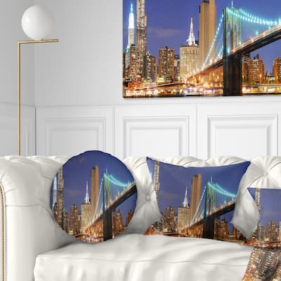Designart 'Manhattan Skyline Panorama' Cityscape Photo Throw Pillow