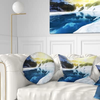 Designart 'Large Blue High Mountains Lake' Landscape Printed Throw Pillow