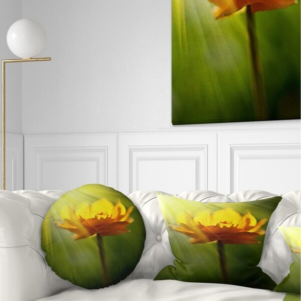 Designart Large Yellow Flower in Spotlight Flower Throw Pillow