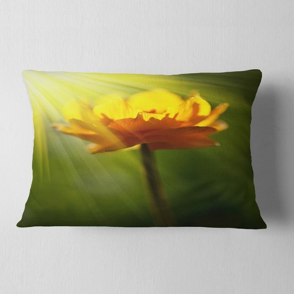 Designart Large Yellow Flower in Spotlight Flower Throw Pillow