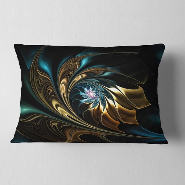 Designart Brown Blue Fractal Flower In Black Abstract Throw Pillow Overstock 20949222
