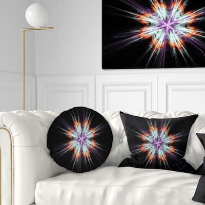 Designart 'Abstract Flowers on Black Background' Flower Throw Pillow