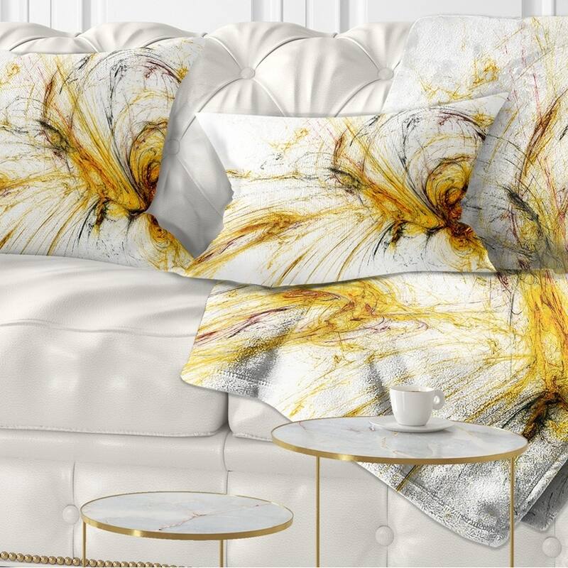 Designart 'Yellow Spiral Galaxy' Abstract Throw Pillow - Rectangle - 12 in. x 20 in. - Medium