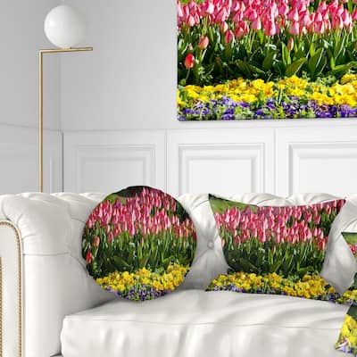 Designart 'Tulip Garden with Yellow Flowers' Floral Throw Pillow