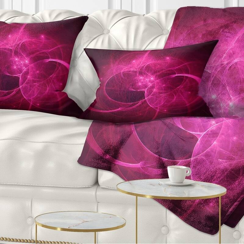 Designart 'Glowing Magenta Circles' Abstract Throw Pillow - Rectangle - 12 in. x 20 in. - Medium