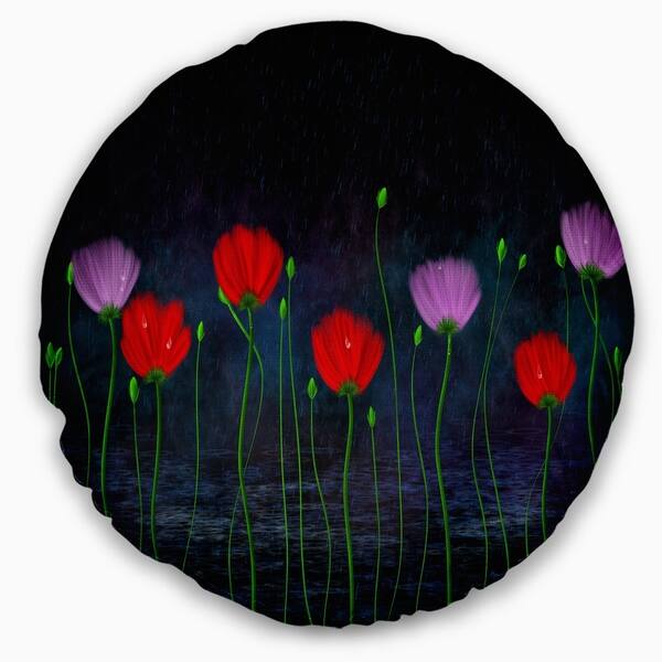 Designart Rain And Flowers With Buds And Drops Floral Throw Pillow Overstock 20949317