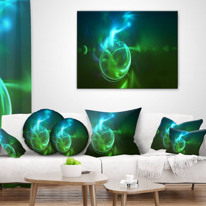 Designart 'Glowing Green Circles' Abstract Throw Pillow