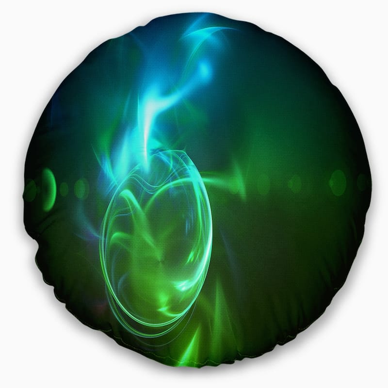 Designart 'Glowing Green Circles' Abstract Throw Pillow