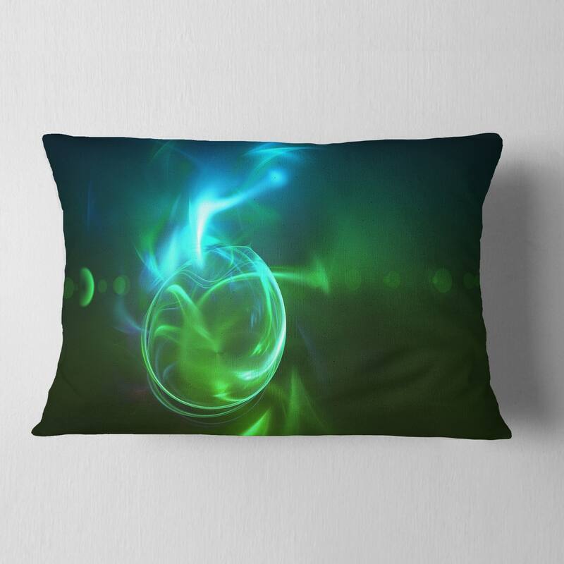 Designart 'Glowing Green Circles' Abstract Throw Pillow