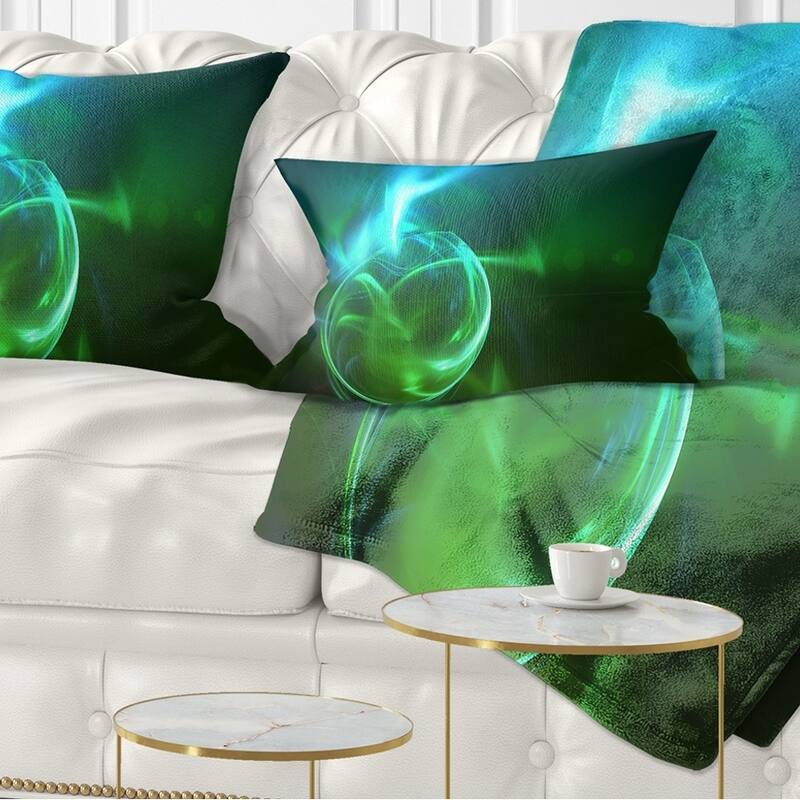 Designart 'Glowing Green Circles' Abstract Throw Pillow - Rectangle - 12 in. x 20 in. - Medium