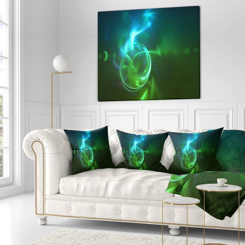 Designart 'Glowing Green Circles' Abstract Throw Pillow