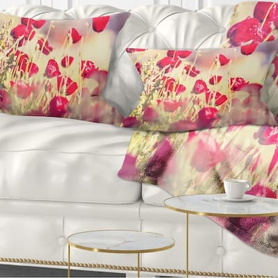 Designart 'Poppy Flowers on Light Background' Floral Throw Pillow