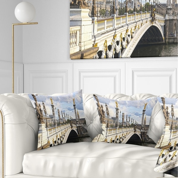 Designart 'Alexandre III Bridge Panoramic View' Photography Throw Pillow