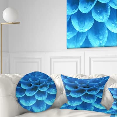 Designart 'Large Light Blue Flower and Petals' Floral Throw Pillow