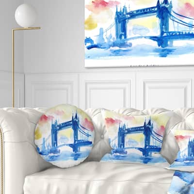 Designart 'London Hand drawn Illustration' Cityscape Painting Throw Pillow