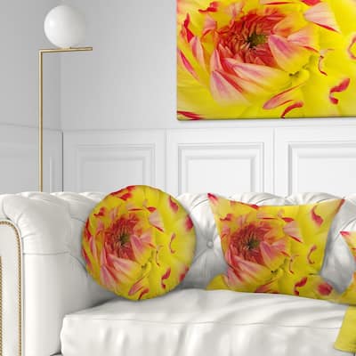 Designart 'Smooth Yellow Red Petals Close Up' Floral Throw Pillow