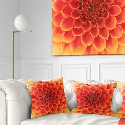 Designart 'Abstract Orange Flower Design' Floral Throw Pillow