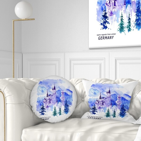 Designart 'Germany Watercolor Landscape' Cityscape Painting Throw Pillow