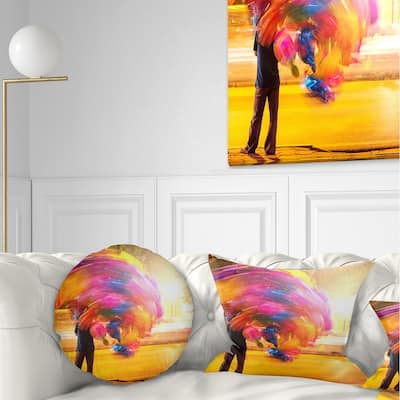 Designart 'Man with Balloons in Night' Abstract Throw Pillow
