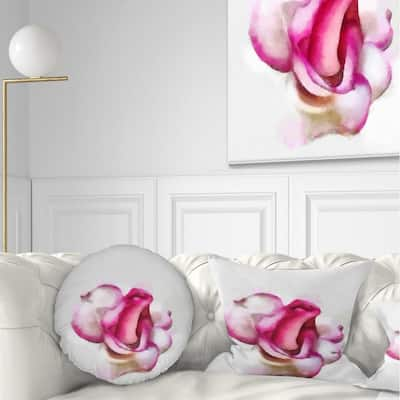 Designart 'Pink Hand drawn Red Rose on White' Floral Throw Pillow