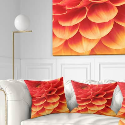 Designart 'Abstract Orange Flower and Petals' Floral Throw Pillow