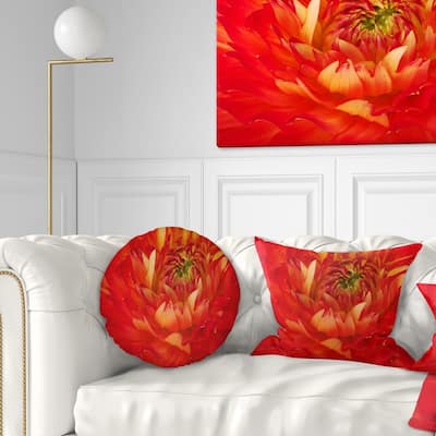 Designart 'Bright Red Close Up Flower Petals' Floral Throw Pillow