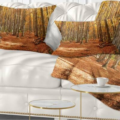 Designart 'Colorful Fall Forest with Fallen Leaves' Modern Forest Throw Pillow