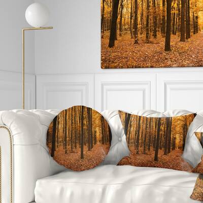 Designart 'Yellow Trees and Fallen Leaves' Modern Forest Throw Pillow