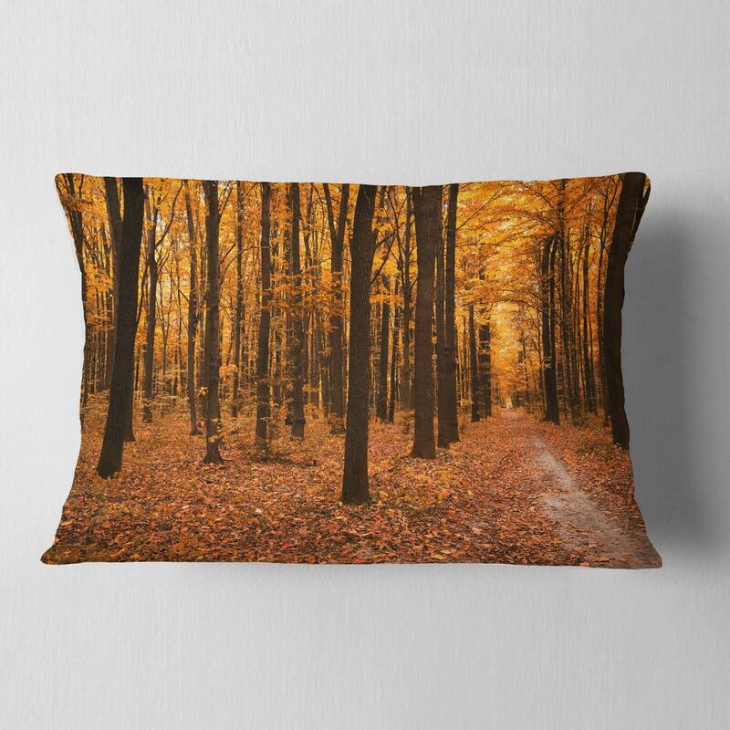 Designart 'Yellow Trees and Fallen Leaves' Modern Forest Throw Pillow
