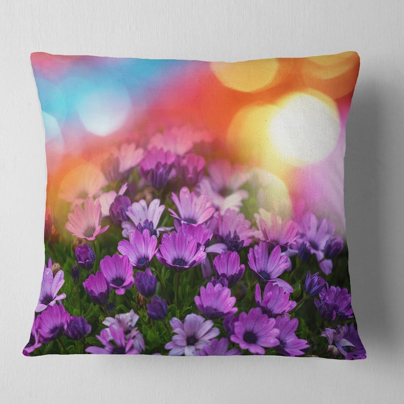 Designart 'Beautiful Little Purple Flowers' Floral Throw Pillow - Square - 18 in. x 18 in. - Medium