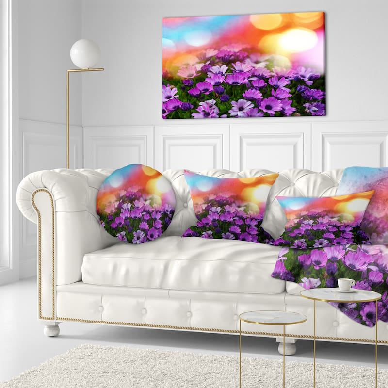 Designart 'Beautiful Little Purple Flowers' Floral Throw Pillow