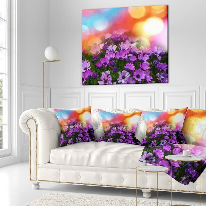 Designart 'Beautiful Little Purple Flowers' Floral Throw Pillow
