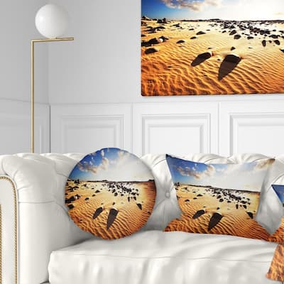 Designart 'Beautiful Rocky Sand Desert' African Landscape Printed Throw Pillow