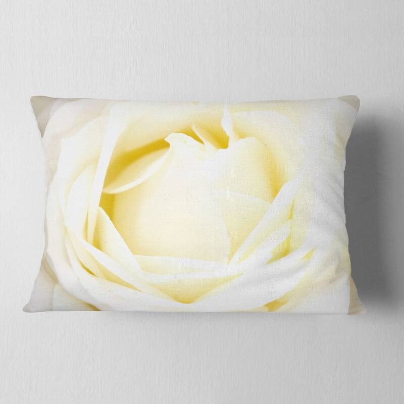 Designart 'White Rose with Close Up Petals' Floral Throw Pillow