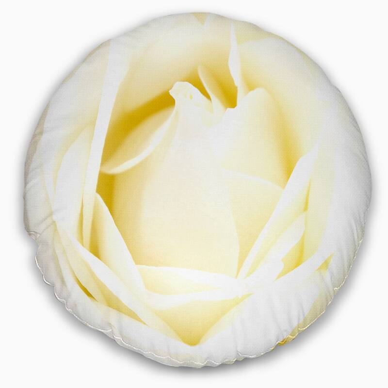 Designart 'White Rose with Close Up Petals' Floral Throw Pillow