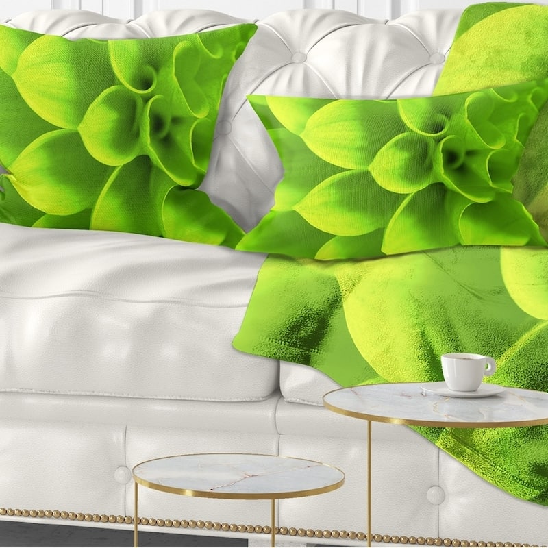 Designart 'Bright Green Flower Petals' Floral Throw Pillow - Rectangle - 12 in. x 20 in. - Medium