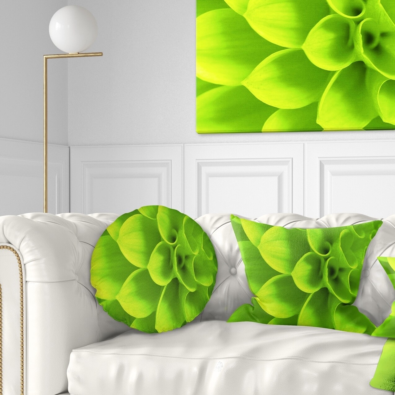 Shop Designart Bright Green Flower Petals Floral Throw Pillow