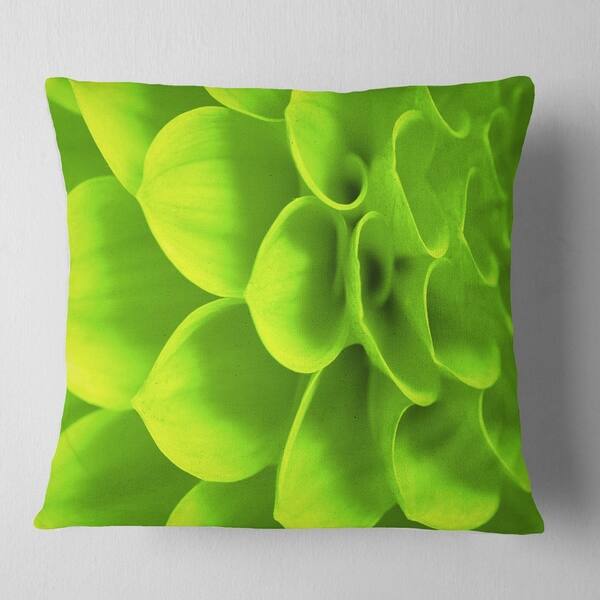 Shop Designart Bright Green Flower Petals Floral Throw Pillow