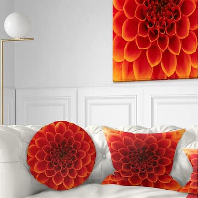 Designart 'Close Up Orange Flower Petals' Floral Throw Pillow