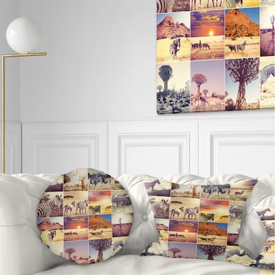 Designart 'African Wildlife and Nature Collage' African Landscape Printed Throw Pillow